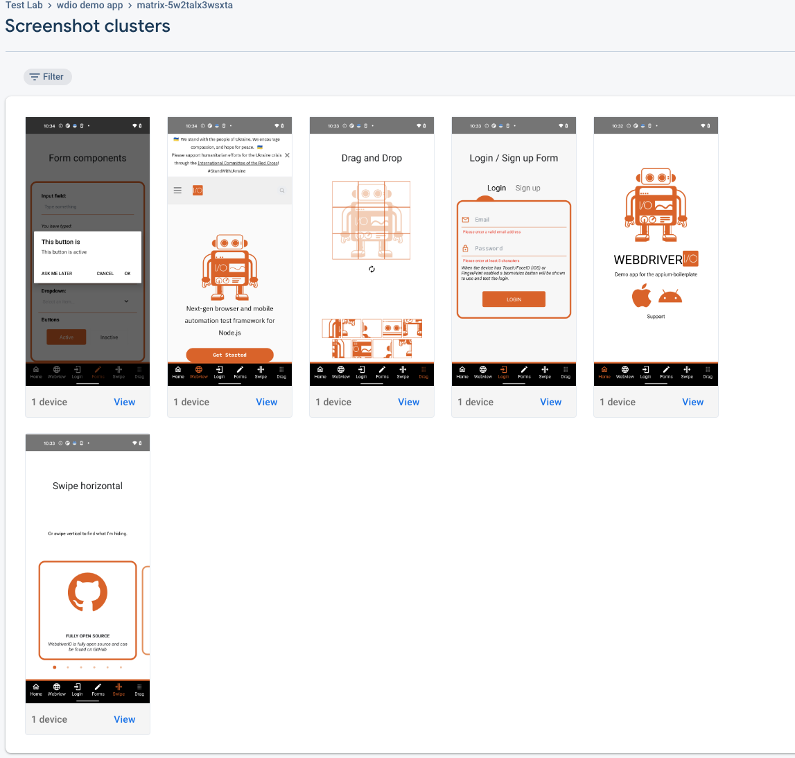 Screenshot Clusters